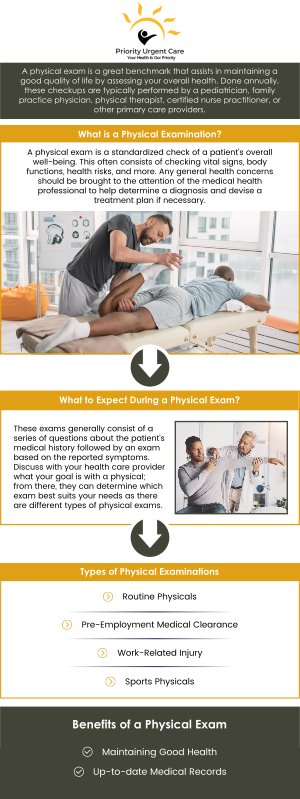 Priority Urgent Care and Walk-In Clinic perform convenient and affordable physical exams for children and adults when preparing for work, school, camps, or sports. Open 7 days a week, no appointment needed. We have convenient locations to serve you in Cromwell, CT, East Haven, CT, Ellington, CT, Newington, CT, Oxford, CT, Unionville, CT and Wallingford, CT.