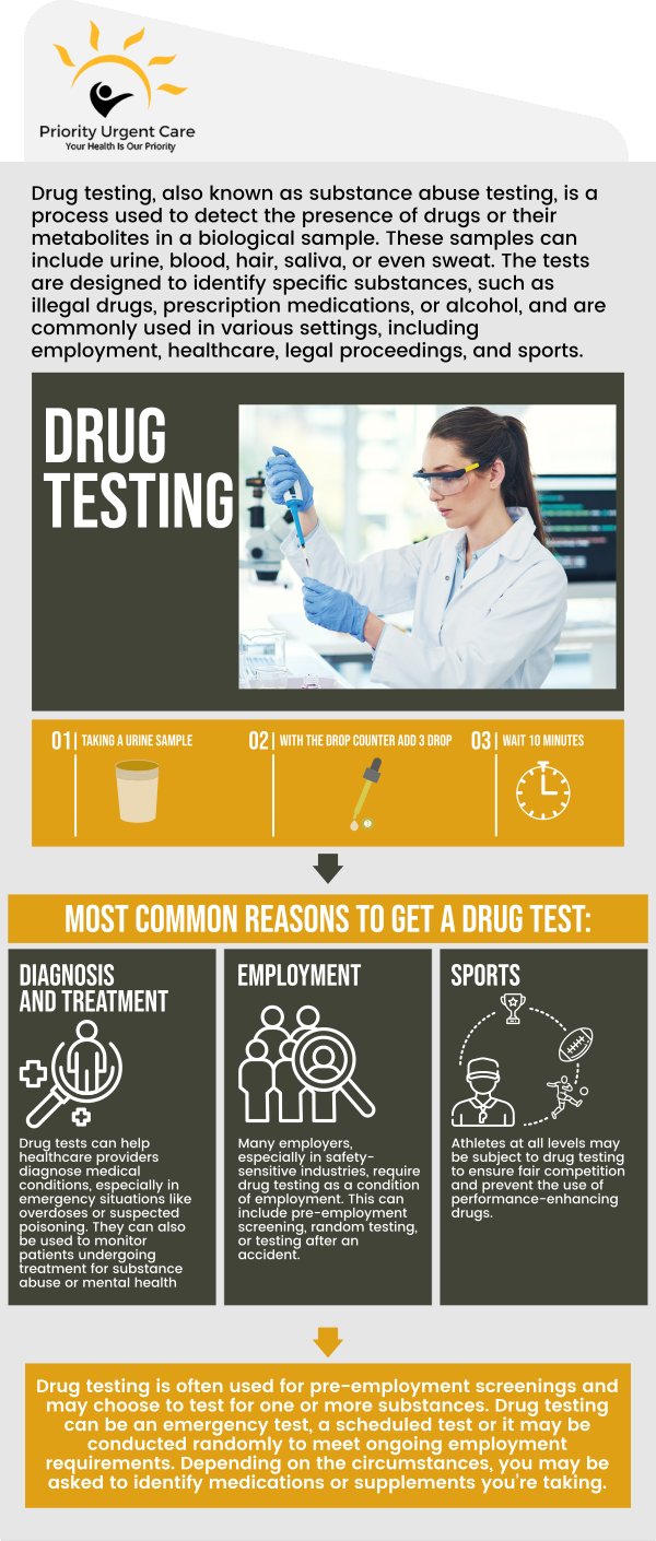Priority Urgent Care & Walk In Clinic provides quality care with fast & confidential results. We offer drug testing services for employers and individuals. Contact us today for more information or request an appointment online. We have convenient locations to serve you in Cromwell CT, East Haven CT, Ellington CT, Newington, CT, Oxford, CT, Unionville CT and Wallingford, CT.