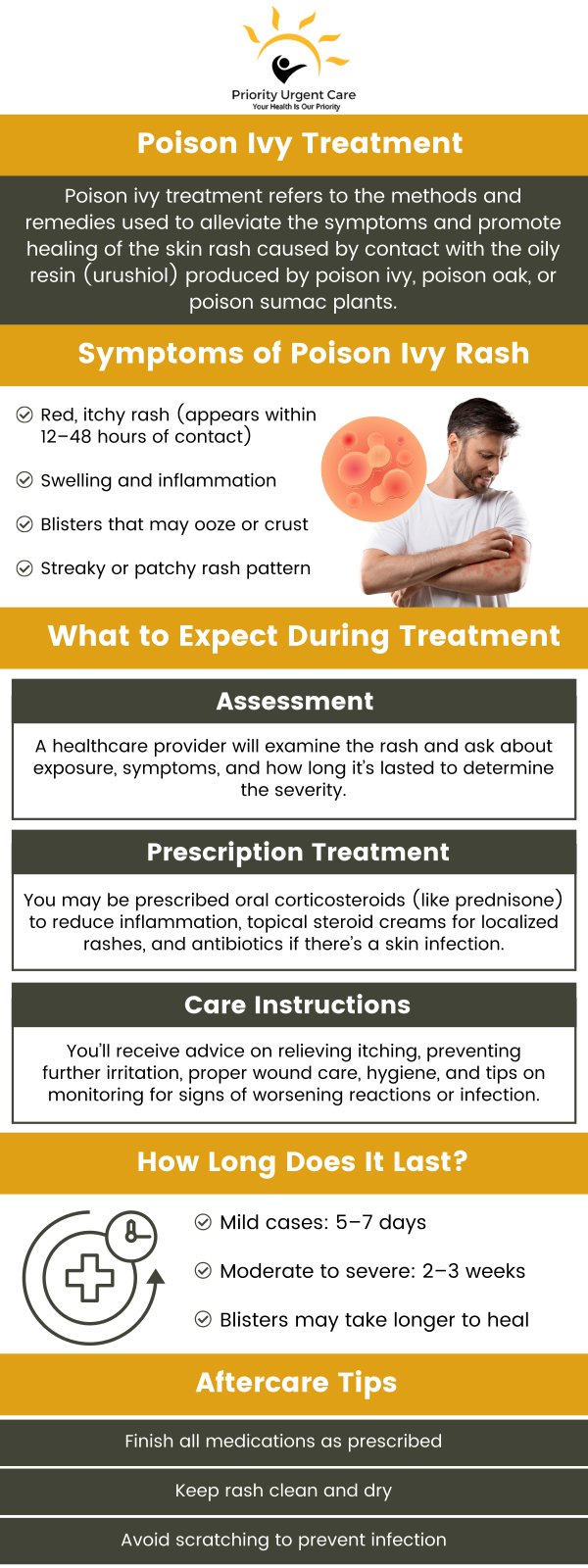 Poison ivy is a common poisonous plant that causes a rash on the skin. If you or your child have come into contact with poison ivy and are experiencing a reaction, come to Priority Urgent Care & Walk-In Clinic. We can help you find relief. Contact us or schedule an appointment online! We have convenient locations to serve you in Cromwell, CT, East Haven, CT, Ellington, CT, Newington, CT, Oxford, CT, Unionville, CT and Wallingford, CT. Poison ivy is a common poisonous plant that causes a rash on the skin. If you or your child have come into contact with poison ivy and are experiencing a reaction, come to Priority Urgent Care & Walk-In Clinic. We can help you find relief. Contact us or schedule an appointment online! We have convenient locations to serve you in Cromwell, CT, East Haven, CT, Ellington, CT, Newington, CT, Oxford, CT, Unionville, CT and Wallingford, CT.