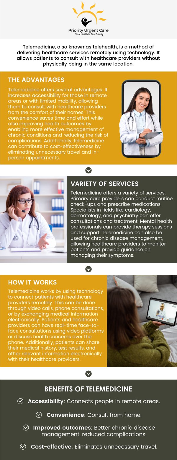 At Priority Urgent Care and Walk-In Medical Practice, patients can connect with a telemedicine Doctor from the comfort of home for convenient and accessible care. Our professionals provide virtual evaluations for a wide range of non-emergency needs, including minor illnesses, follow-ups, and general health concerns. By offering secure video visits, we make it easier for patients to receive timely medical attention without the need for in-person travel. For more information, please contact us today. We have convenient locations to serve you in Cromwell, CT, East Haven, CT, Ellington, CT, Newington, CT, Oxford, CT, Unionville, CT and Wallingford, CT. At Priority Urgent Care and Walk-In Medical Practice, patients can connect with a telemedicine Doctor from the comfort of home for convenient and accessible care. Our professionals provide virtual evaluations for a wide range of non-emergency needs, including minor illnesses, follow-ups, and general health concerns. By offering secure video visits, we make it easier for patients to receive timely medical attention without the need for in-person travel. For more information, please contact us today. We have convenient locations to serve you in Cromwell, CT, East Haven, CT, Ellington, CT, Newington, CT, Oxford, CT, Unionville, CT and Wallingford, CT.